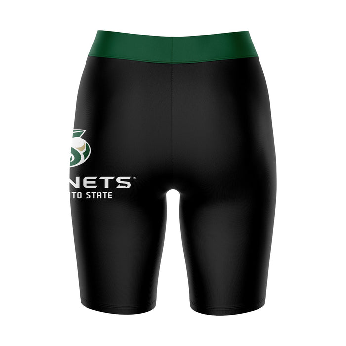 Sacramento State Hornets Vive La Fete Game Day Logo on Thigh and Waistband Black and Green Women Bike Short 9 Inseam" - Vive La Fête - Online Apparel Store