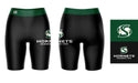 Sacramento State Hornets Vive La Fete Game Day Logo on Thigh and Waistband Black and Green Women Bike Short 9 Inseam" - Vive La Fête - Online Apparel Store