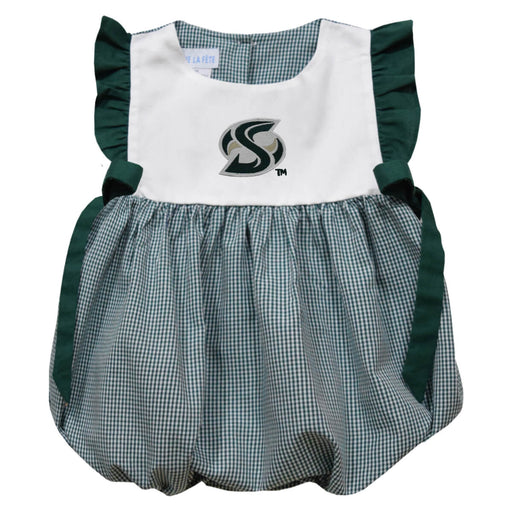 Sacramento State Hornets Embroidered Hunter Green Gingham Short Sleeve Girls Bubble