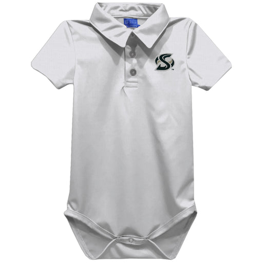 Sacramento State Hornets Embroidered White Solid Knit Polo Onesie