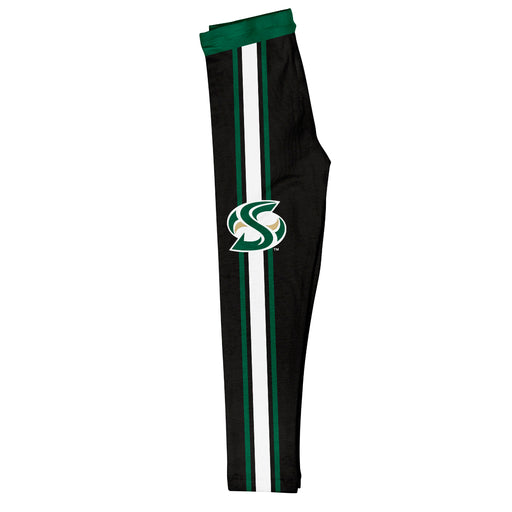 Sacramento State Hornets Vive La Fete Girls Game Day Black with Green Stripes Leggings Tights
