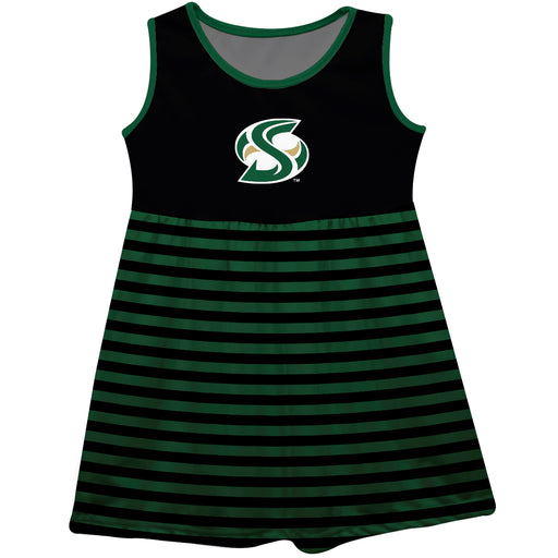 Sacramento State Hornets Vive La Fete Girls Game Day Sleeveless Tank Dress Solid Black Logo Stripes on Skirt