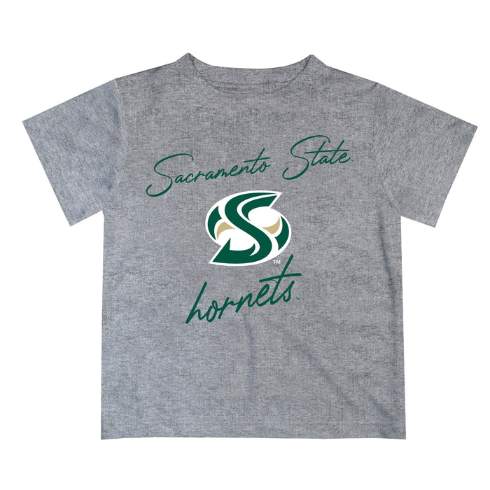 Sacramento State Hornets Vive La Fete Script V1 Gray Short Sleeve Tee Shirt