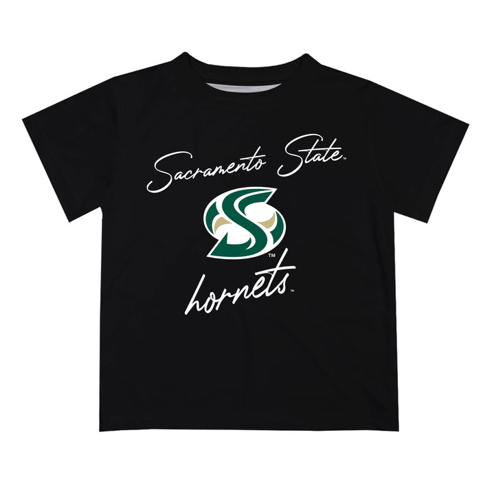 Sacramento State Hornets Vive La Fete Script V1 Black Short Sleeve Tee Shirt
