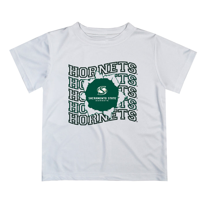 Sacramento State Hornets Vive La Fete  White Art V1 Short Sleeve Tee Shirt