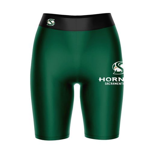 Sacramento State Hornets Vive La Fete Game Day Logo on Thigh and Waistband Green and Black Women Bike Short 9 Inseam"