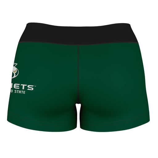 Sacramento State Hornets Vive La Fete Logo on Thigh & Waistband Green Black Women Yoga Booty Workout Shorts 3.75 Inseam - Vive La Fête - Online Apparel Store