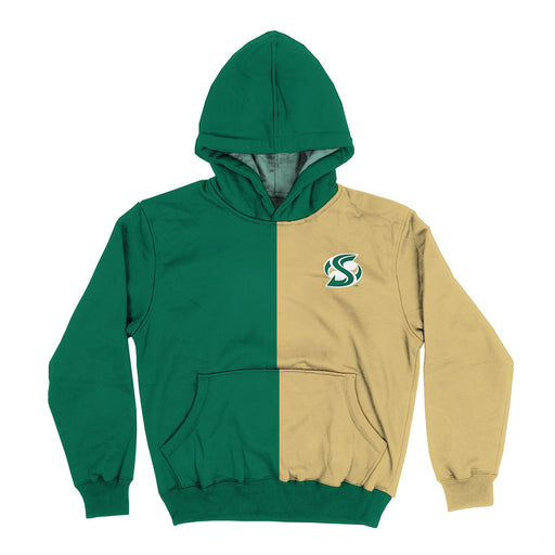 Sacramento State Hornets Vive La Fete Color Block Womens Green Gold Fleece Long Sleeve Hoodie V2