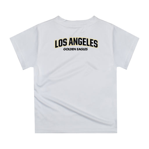 Cal State Los Angeles Golden Eagles Original Dripping Basketball White T-Shirt by Vive La Fete - Vive La Fête - Online Apparel Store