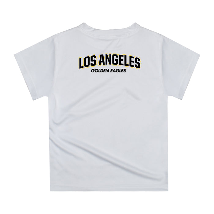 Cal State Los Angeles Golden Eagles Original Dripping Basketball White T-Shirt by Vive La Fete - Vive La Fête - Online Apparel Store