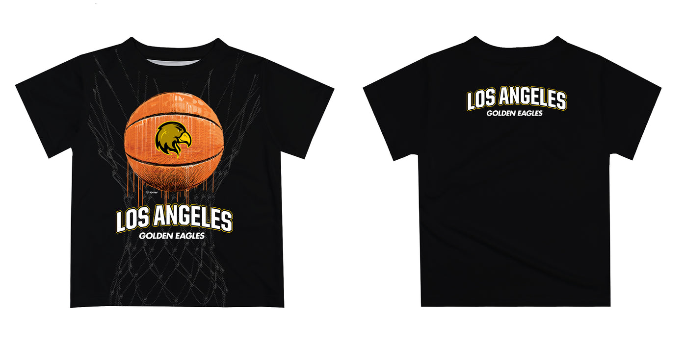 Cal State Los Angeles Golden Eagles Original Dripping Basketball Black T-Shirt by Vive La Fete - Vive La Fête - Online Apparel Store