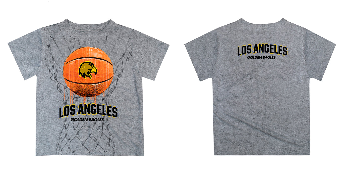 Cal State Los Angeles Golden Eagles Original Dripping Basketball Heather Gray T-Shirt by Vive La Fete - Vive La Fête - Online Apparel Store