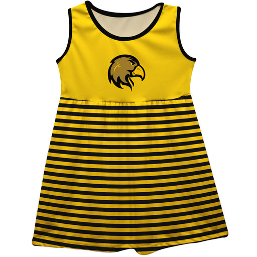 Cal State LA Golden Eagles Vive La Fete Girls Game Day Sleeveless Tank Dress Solid Gold Logo Stripes on Skirt - Vive La Fête - Online Apparel Store