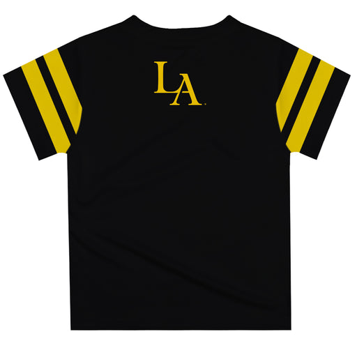 Cal State LA Golden Eagles Vive La Fete Boys GameDay Black Short Sleeve Tee with Stripes on Sleeves - Vive La Fête - Online Apparel Store