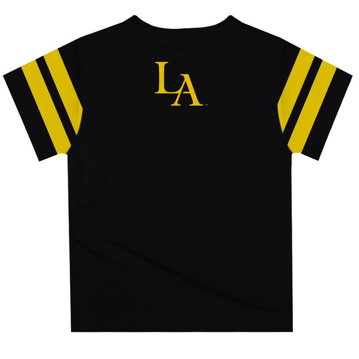 Cal State LA Golden Eagles Vive La Fete Boys GameDay Black Short Sleeve Tee with Stripes on Sleeves - Vive La Fête - Online Apparel Store