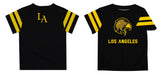 Cal State LA Golden Eagles Vive La Fete Boys GameDay Black Short Sleeve Tee with Stripes on Sleeves - Vive La Fête - Online Apparel Store