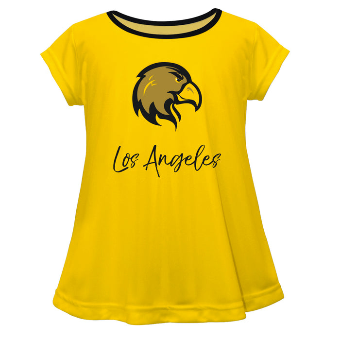 Cal State LA Golden Eagles Vive La Fete Girls Game Day Short Sleeve Gold Top with School Logo and Name - Vive La Fête - Online Apparel Store