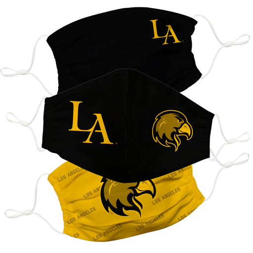 Cal State LA Golden Eagles 3 Ply Vive La Fete Face Mask 3 Pack Game Day Collegiate Unisex Face Covers Reusable Washable - Vive La Fête - Online Apparel Store