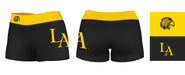 Cal State LA Golden Eagles Vive La Fete Logo on Thigh and Waistband Black & Gold Women Booty Workout Shorts 3.75 Inseam" - Vive La Fête - Online Apparel Store