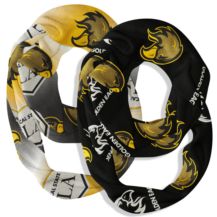 Cal State LA Golden Eagles Vive La Fete All Over Logo Collegiate Women Set of 2 Light Weight Ultra Soft Infinity Scarfs