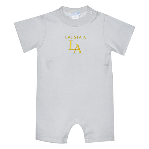 Cal State Los Angeles Golden Eagles Embroidered White Knit Short Sleeve Boys Romper
