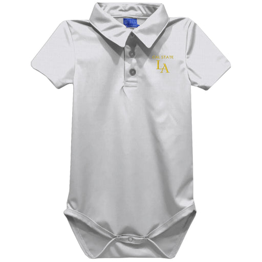 Cal State Los Angeles Golden Eagles Embroidered White Solid Knit Polo Onesie
