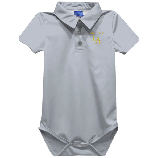 Cal State Los Angeles Golden Eagles Embroidered Gray Solid Knit Polo Onesie