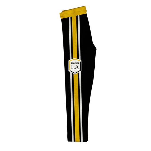 Cal State Los Angeles Golden Eagles Vive La Fete Girls Game Day Black with Gold Stripes Leggings Tights