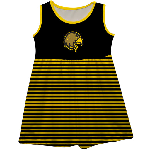 Cal State LA Golden Eagles Vive La Fete Girls Game Day Sleeveless Tank Dress Solid Black Logo Stripes on Skirt