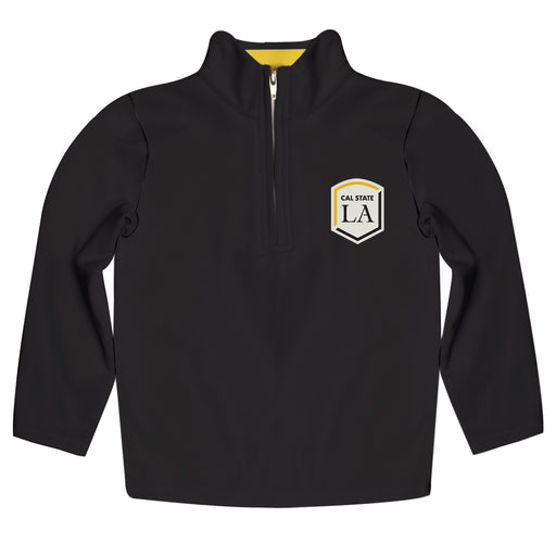 Cal State LA Golden Eagles Vive La Fete Game Day Solid Black Quarter Zip Pullover Sleeves
