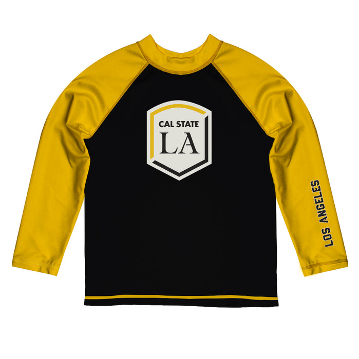Cal State LA Golden Eagles Vive La Fete Black and Gold Long Sleeve Raglan Rashguard