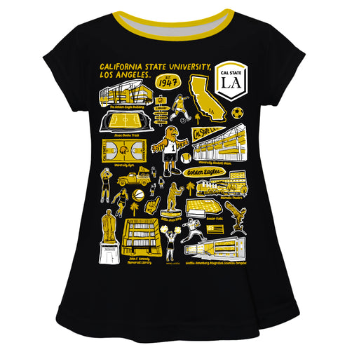 Cal State Los Angeles Golden Eagles Hand Sketched Vive La Fete Impressions Artwork Gold Short Sleeve Top