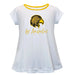 Cal State LA Golden Eagles Vive La Fete Girls Game Day Short Sleeve White Top with School Logo and Name