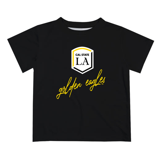 Cal State LA Golden Eagles Vive La Fete Script V1 Black Short Sleeve Tee Shirt