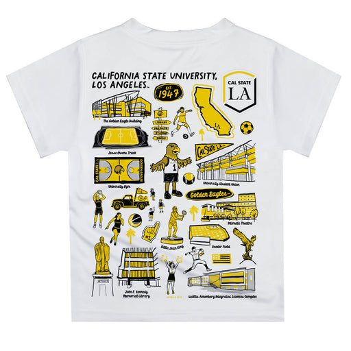 Cal State Los Angeles Golden Eagles Hand Sketched Vive La Fete Impressions Artwork Boys Gold Short Sleeve Tee Shirt - Vive La Fête - Online Apparel Store