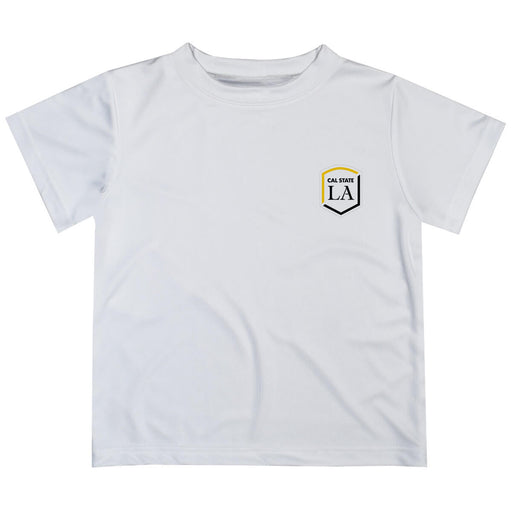 Cal State Los Angeles Golden Eagles Hand Sketched Vive La Fete Impressions Artwork Boys White Short Sleeve Tee Shirt