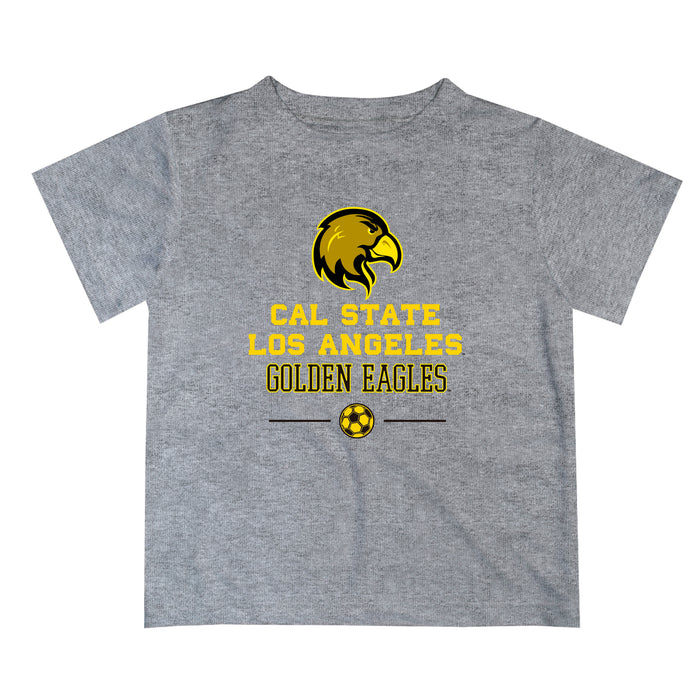 Cal State LA Golden Eagles Vive La Fete Soccer V1 Heather Gray Short Sleeve Tee Shirt