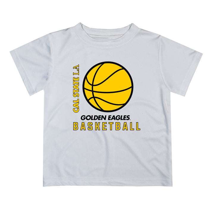 Cal State LA Golden Eagles Vive La Fete Basketball V1 White Short Sleeve Tee Shirt