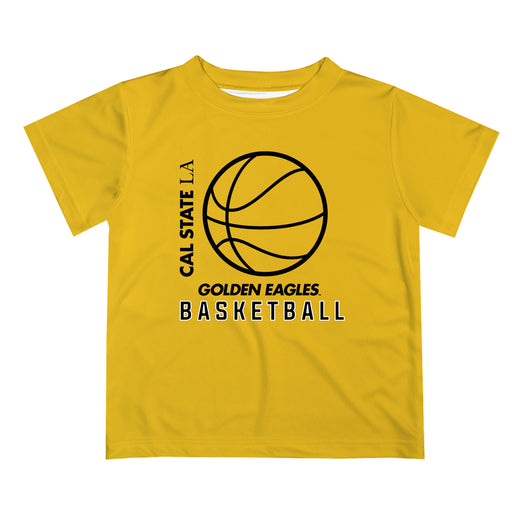 Cal State LA Golden Eagles Vive La Fete Basketball V1 Gold Short Sleeve Tee Shirt