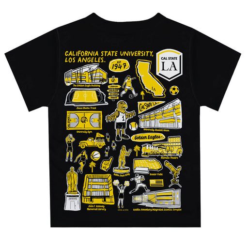 Cal State Los Angeles Golden Eagles Hand Sketched Vive La Fete Impressions Artwork Boys Gold Short Sleeve Tee Shirt - Vive La Fête - Online Apparel Store