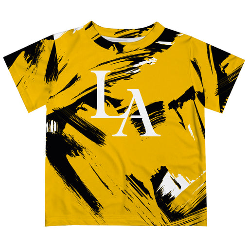 Cal State Los Angeles Golden Eagles Vive La Fete Boys Game Day Gold Short Sleeve Tee Paint Brush