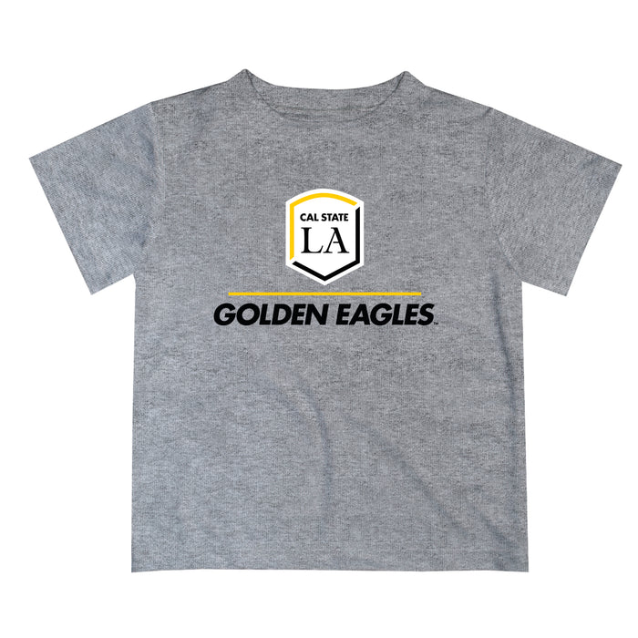 Cal State LA Golden Eagles Vive La Fete Football V1 Heather Gray Short Sleeve Tee Shirt