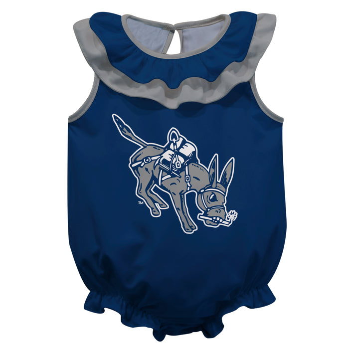 Colorado School of Mines Orediggers Blue Sleeveless Ruffle Onesie Logo Bodysuit by Vive La Fete