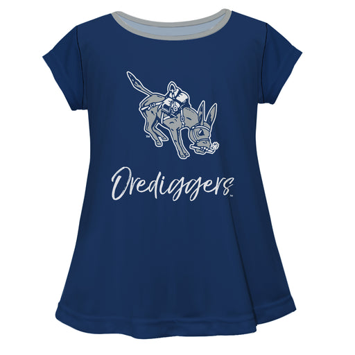 Colorado School of Mines Orediggers Vive La Fete Girls Game Day Short Sleeve Blue Top with School Logo and Name