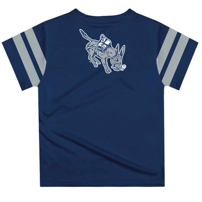 Mines Orediggers Vive La Fete Boys Game Day Blue Short Sleeve Tee with Stripes on Sleeves - Vive La Fête - Online Apparel Store