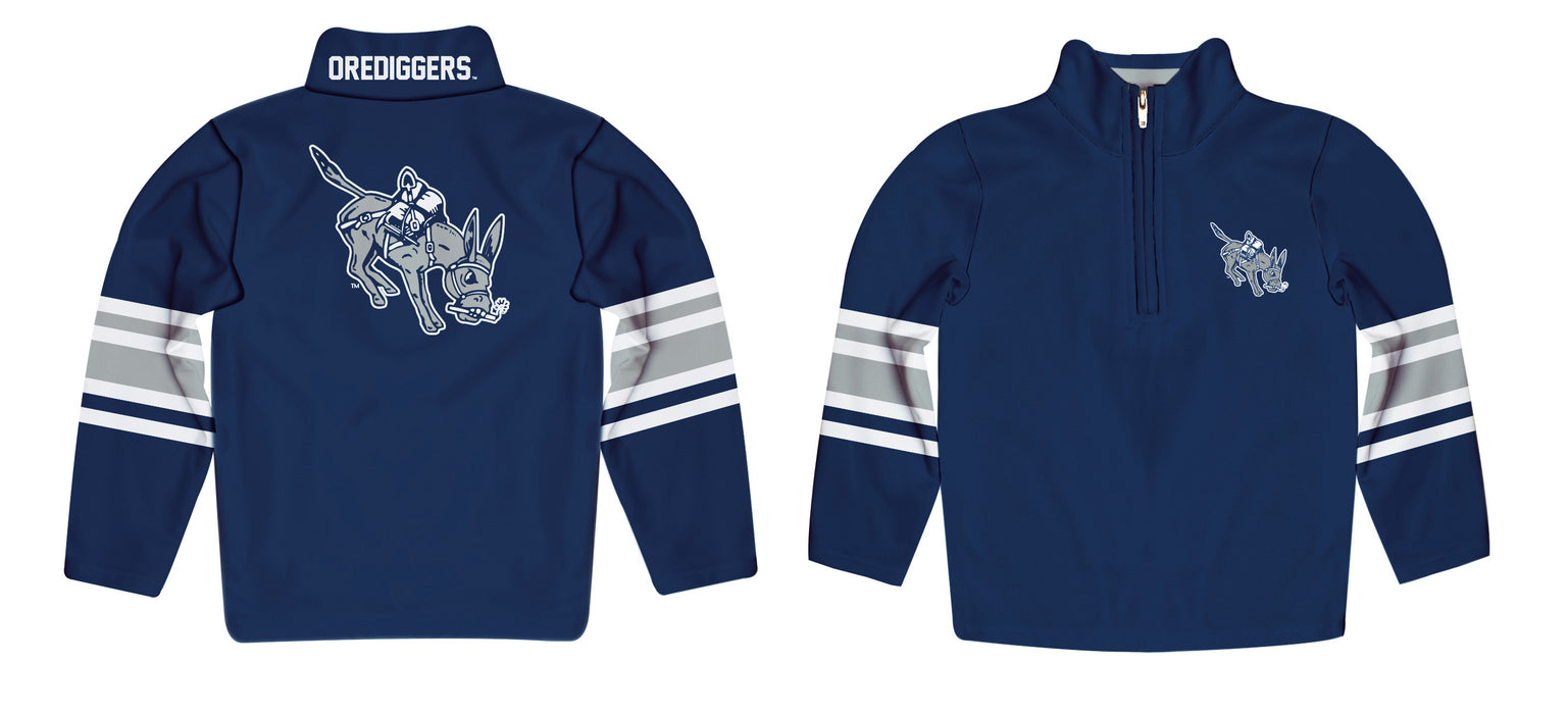 Colorado School of Mines Orediggers Vive La Fete Game Day Blue Quarter Zip Pullover Stripes on Sleeves - Vive La Fête - Online Apparel Store