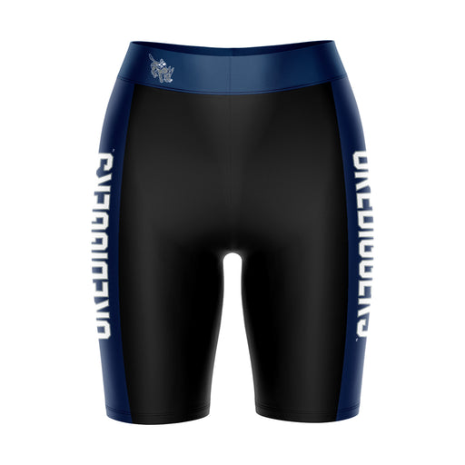 Colorado School of Mines Vive La Fete Game Day Logo on Thigh and Waistband Black and Blue Women Bike Short 9 Inseam