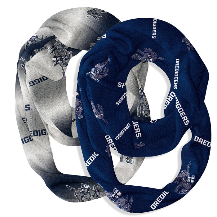 Colorado Mines Orediggers Vive La Fete All Over Logo Collegiate Women Set of 2 Light Weight Ultra Soft Infinity Scarfs