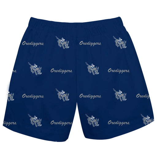 Colorado Mines Orediggers Vive La Fete Boys Game Day All Over Logo Elastic Waist Classic Play Blue Pull On Short