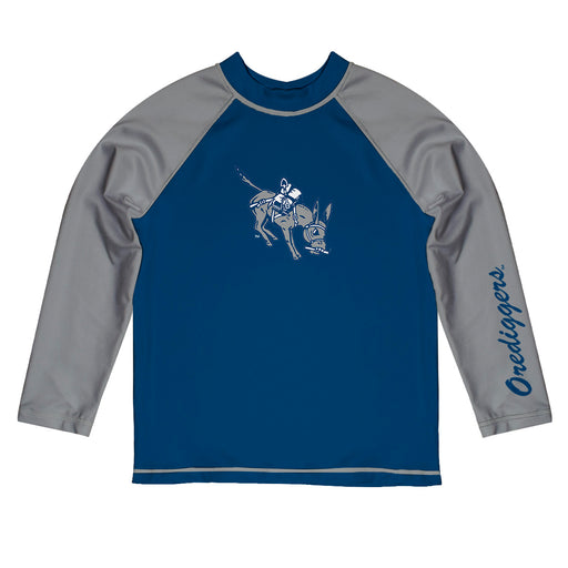 Colorado Mines Orediggers Vive La Fete Logo Blue Gray Long Sleeve Raglan Rashguard